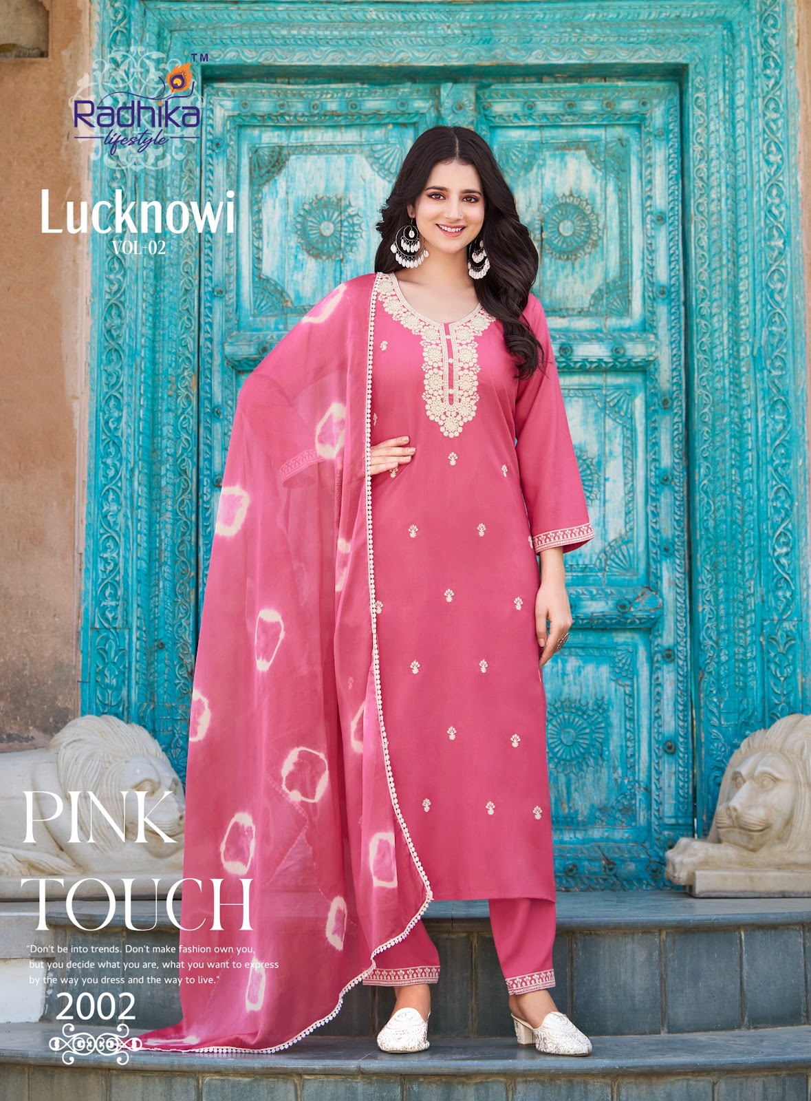 Lucknowi Vol 2 Radhika Lifestyle Liva Reyon Readymade Pant Style Suits Manufacturer Gujarat