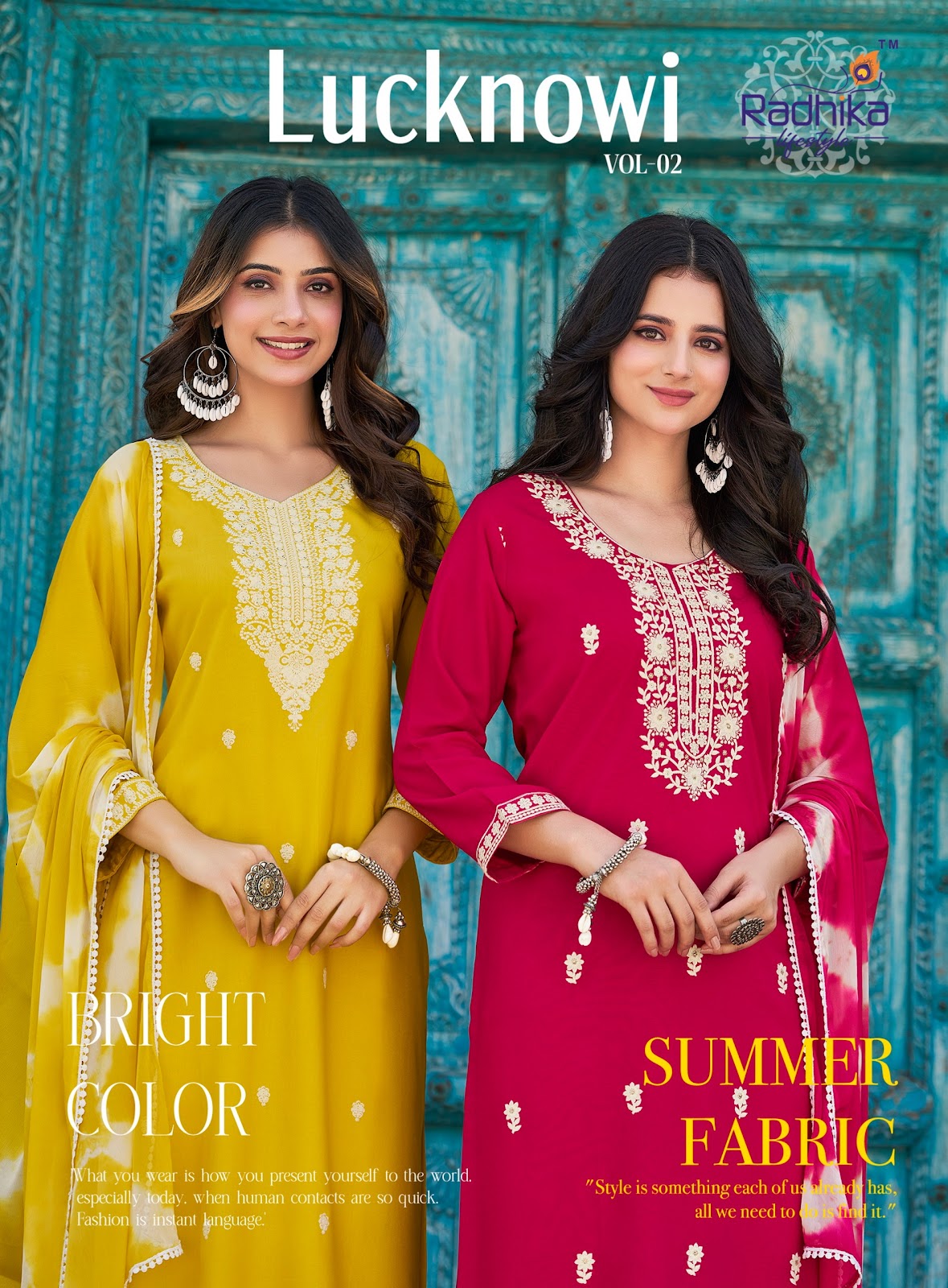 Lucknowi Vol 2 Radhika Lifestyle Liva Reyon Readymade Pant Style Suits Manufacturer Gujarat