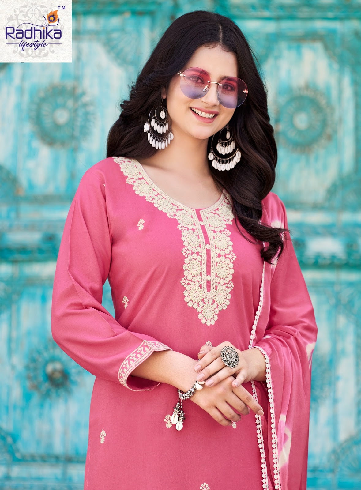 Lucknowi Vol 2 Radhika Lifestyle Liva Reyon Readymade Pant Style Suits Manufacturer Gujarat