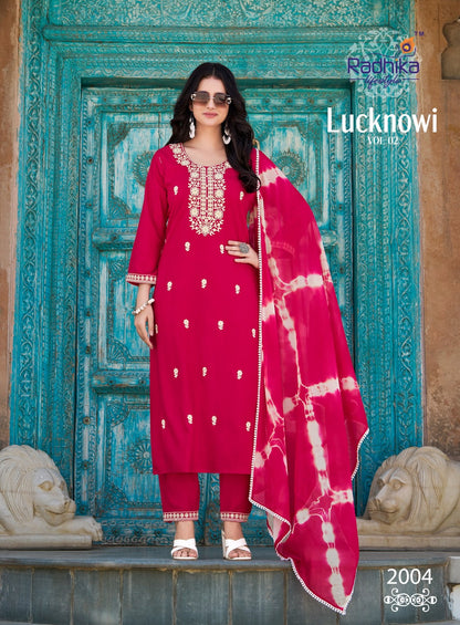 Lucknowi Vol 2 Radhika Lifestyle Liva Reyon Readymade Pant Style Suits Manufacturer Gujarat
