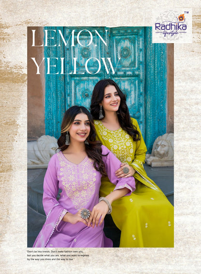 Lucknowi Vol 2 Radhika Lifestyle Liva Reyon Readymade Pant Style Suits Manufacturer Gujarat