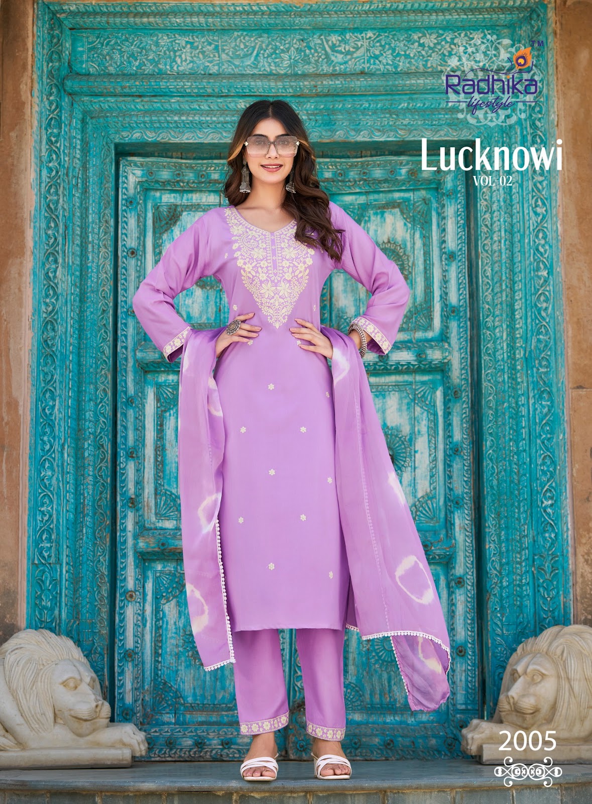 Lucknowi Vol 2 Radhika Lifestyle Liva Reyon Readymade Pant Style Suits Manufacturer Gujarat