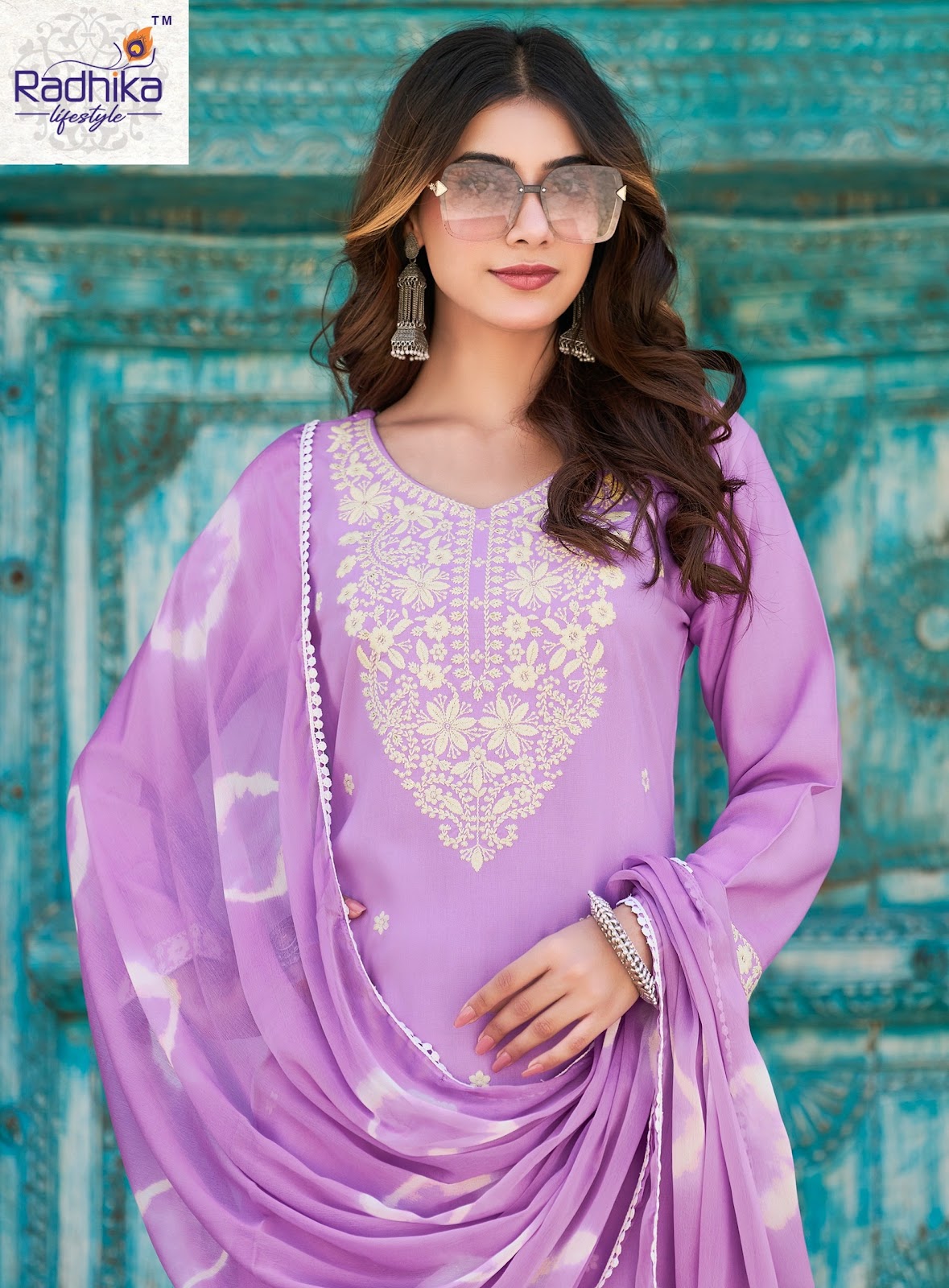 Lucknowi Vol 2 Radhika Lifestyle Liva Reyon Readymade Pant Style Suits Manufacturer Gujarat