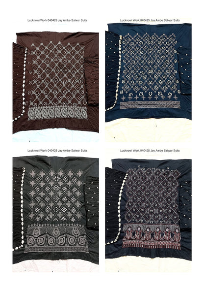 Lucknowi Work 040425 Jay Ambe Salwar Suits Exporter India