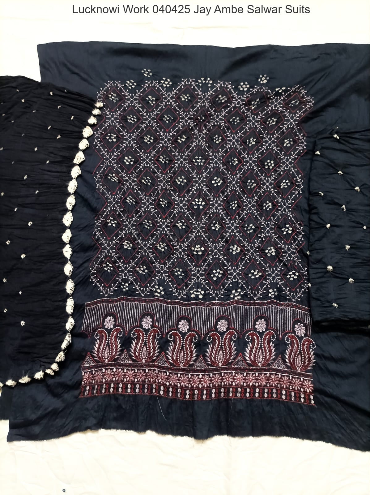 Lucknowi Work 040425 Jay Ambe Salwar Suits Exporter India