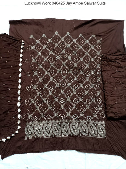 Lucknowi Work 040425 Jay Ambe Salwar Suits Exporter India