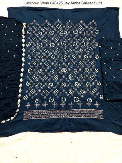 Lucknowi Work 040425 Jay Ambe Salwar Suits Exporter India