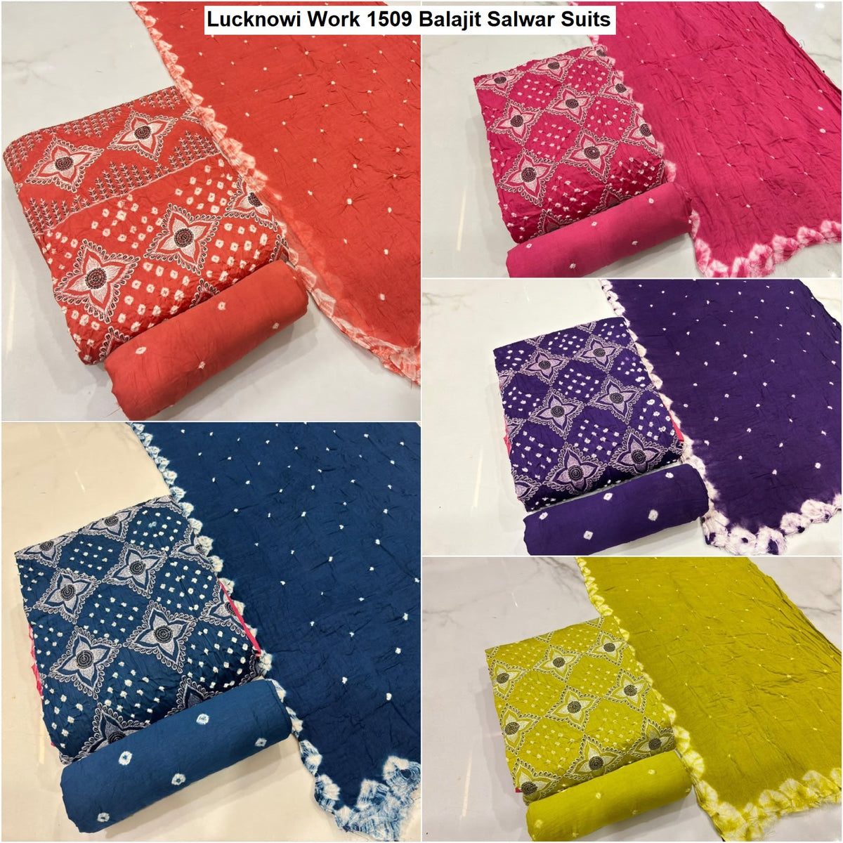 Lucknowi Work 1509 Balajit Jam Satin Salwar Suits Exporter Gujarat