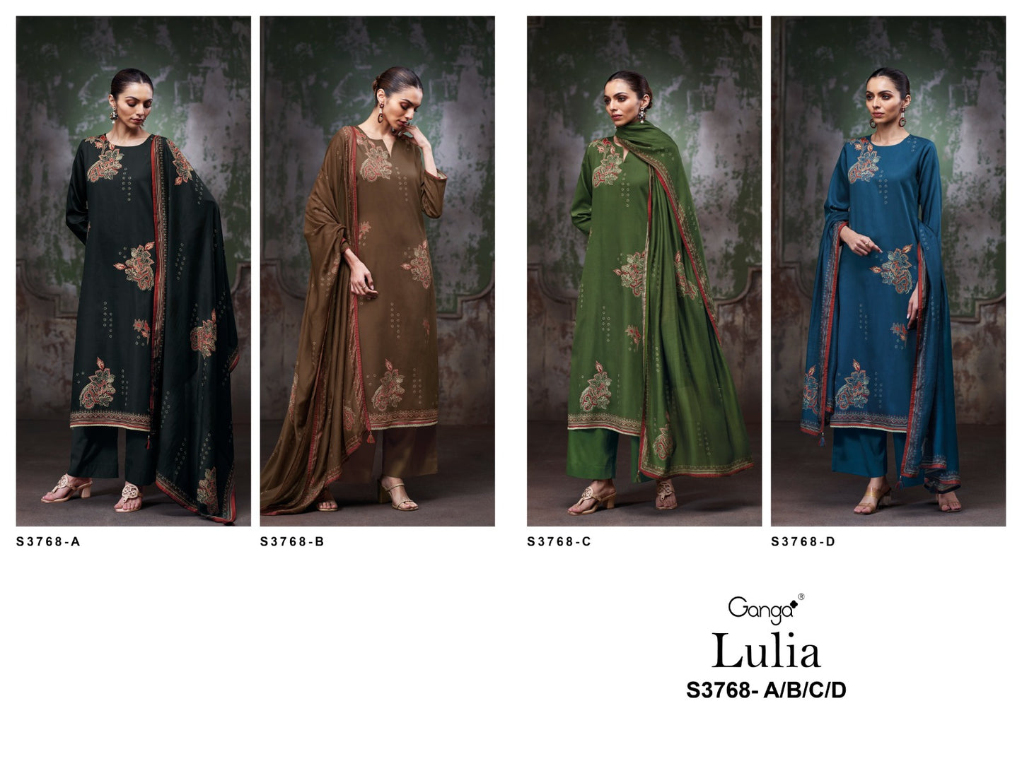 Lulia 3768 Ganga Premium Cotton Plazzo Style Suits Wholesale Price
