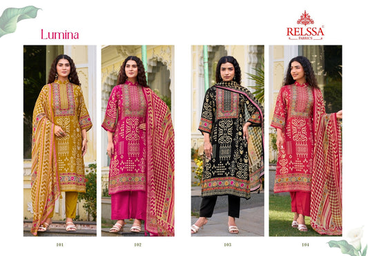 Lumina Relssa Fabrics Pure Maslin Pant Style Suits Wholesaler Ahmedabad