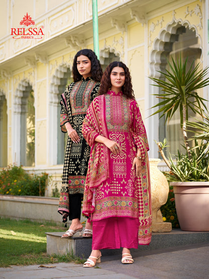 Lumina Relssa Fabrics Pure Maslin Pant Style Suits Wholesaler Ahmedabad