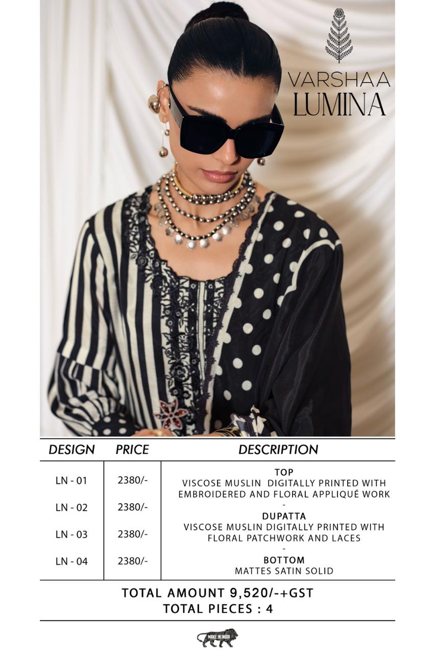 Lumina Varshaa Viscose Muslin Pant Style Suits Manufacturer Gujarat
