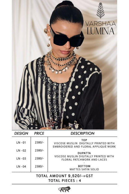 Lumina Varshaa Viscose Muslin Pant Style Suits Manufacturer Gujarat