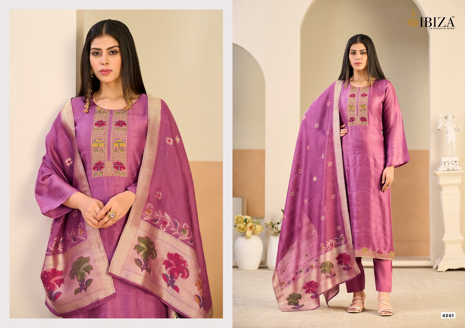 Lumine Ibiza Kosa Silk Pant Style Suits Wholesale Rate