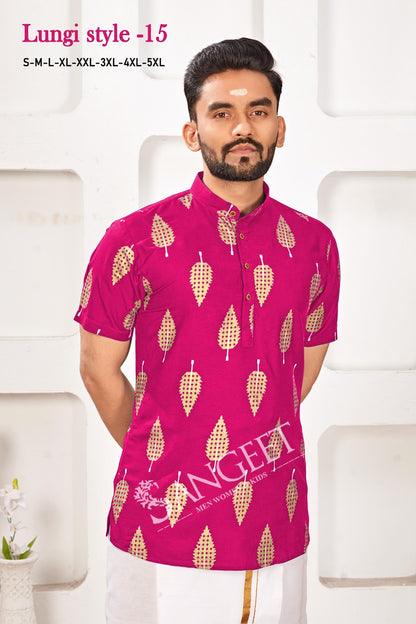Lungi Style 15 Short Sangeet Rayon Mens Kurta Supplier Gujarat
