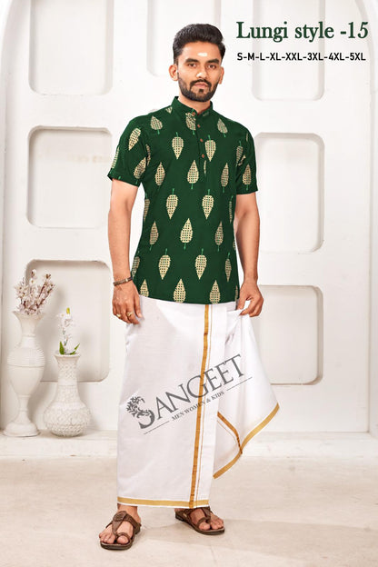 Lungi Style 15 Short Sangeet Rayon Mens Kurta Supplier Gujarat