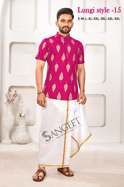 Lungi Style 15 Short Sangeet Rayon Mens Kurta Supplier Gujarat
