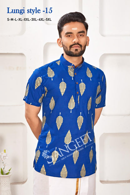 Lungi Style 15 Short Sangeet Rayon Mens Kurta Supplier Gujarat