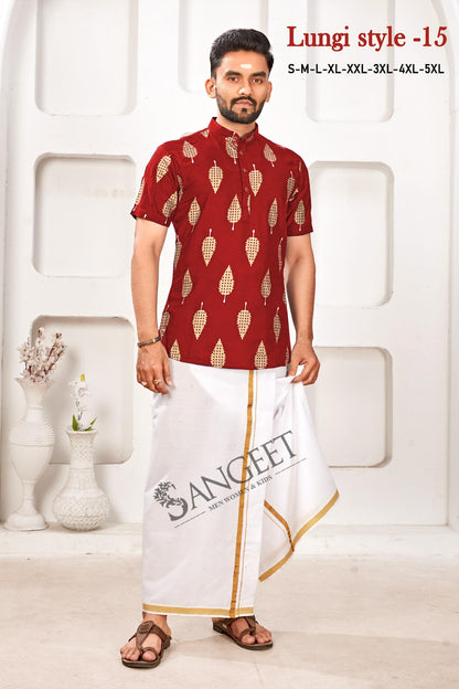 Lungi Style 15 Short Sangeet Rayon Mens Kurta Supplier Gujarat