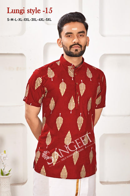 Lungi Style 15 Short Sangeet Rayon Mens Kurta Supplier Gujarat