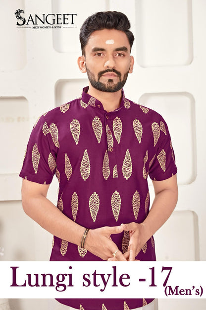 Lungi Style 17 Sangeet Heavy Rayon Mens Kurta Wholesaler