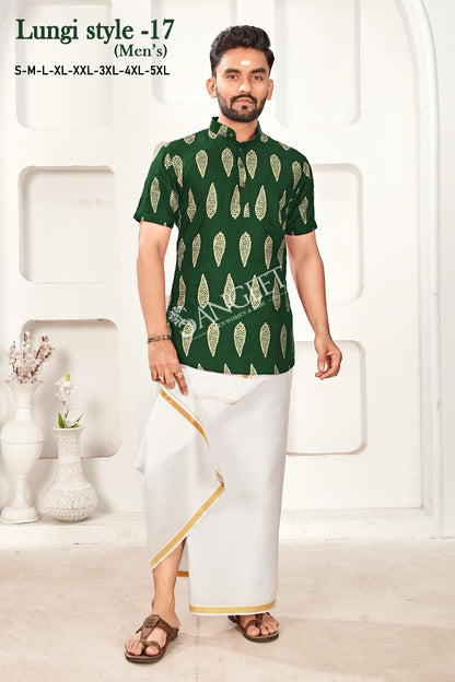 Lungi Style 17 Sangeet Heavy Rayon Mens Kurta Wholesaler