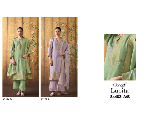 Lupita S4482 Ganga Bemberg Silk Plazzo Style Suits Manufacturer