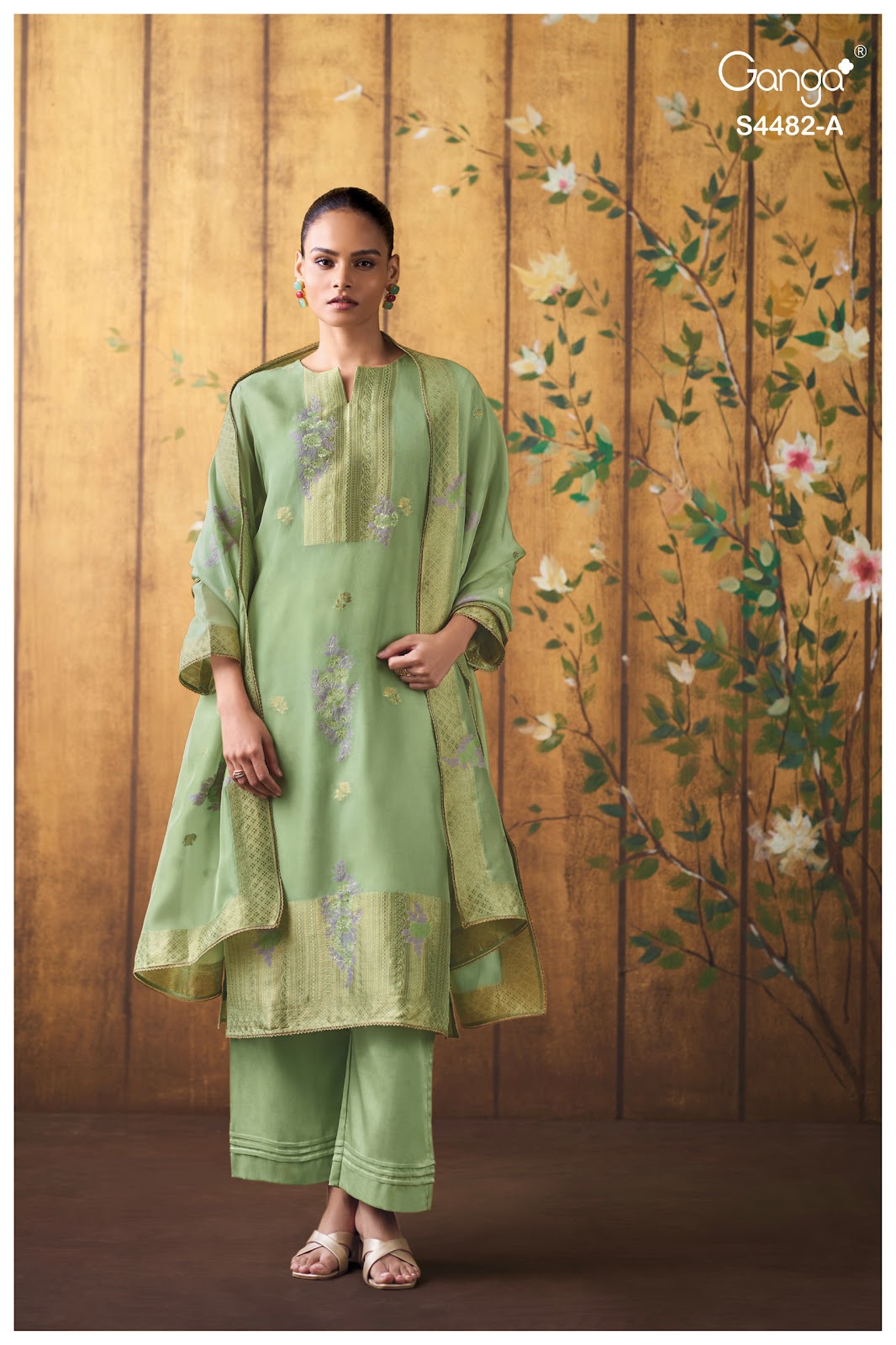 Lupita S4482 Ganga Bemberg Silk Plazzo Style Suits Manufacturer