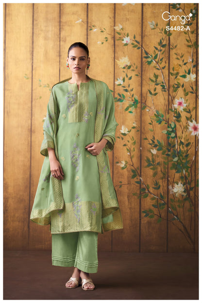 Lupita S4482 Ganga Bemberg Silk Plazzo Style Suits Manufacturer