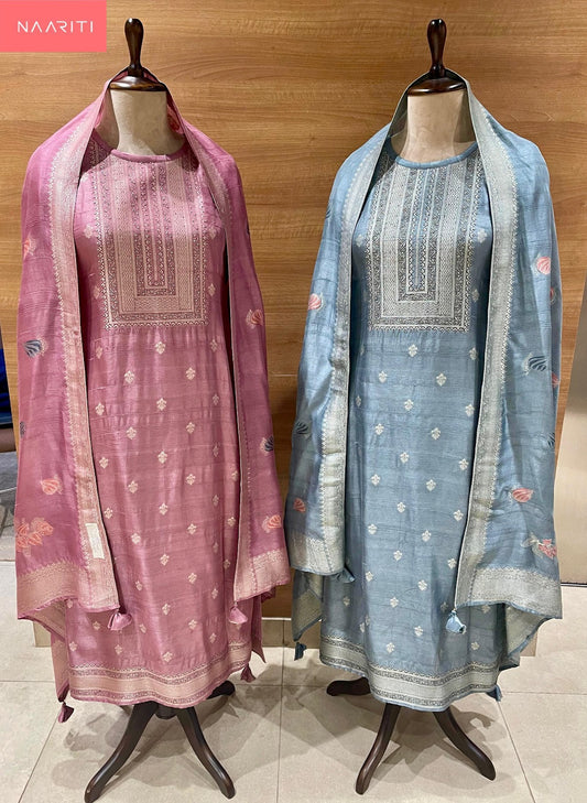 Luvani Naariti Raw Silk Pant Style Suits Manufacturer Gujarat