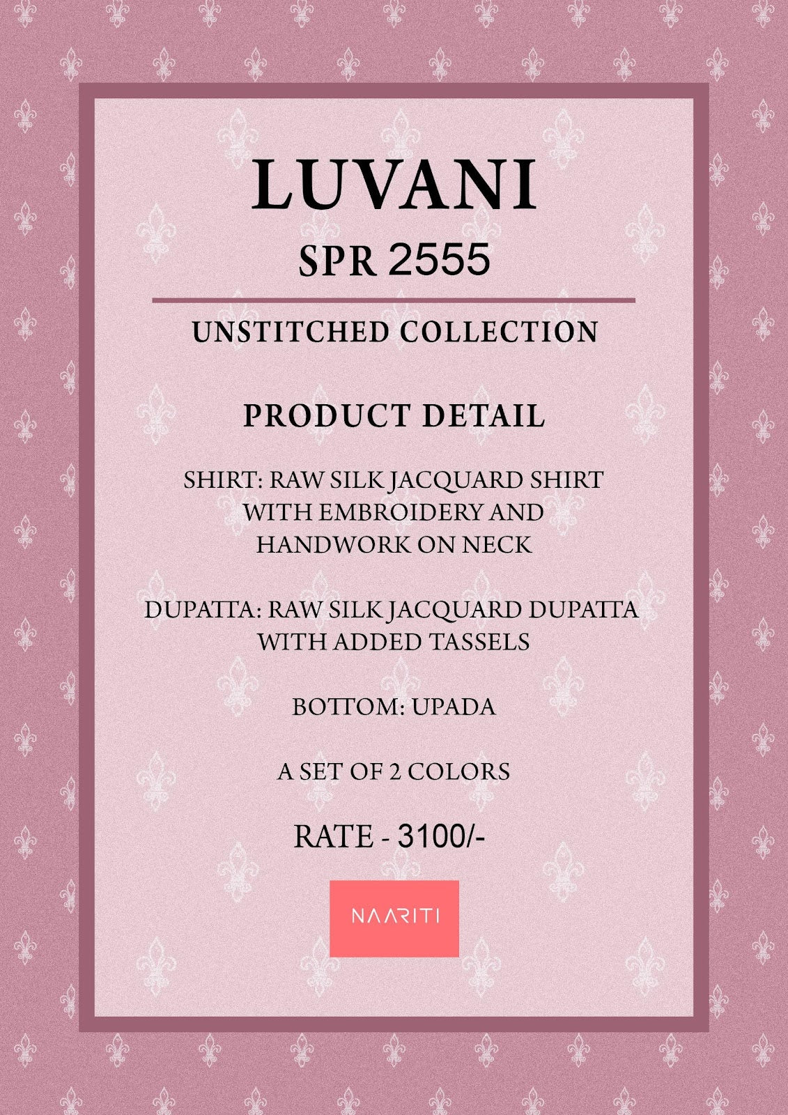 Luvani Naariti Raw Silk Pant Style Suits Manufacturer Gujarat