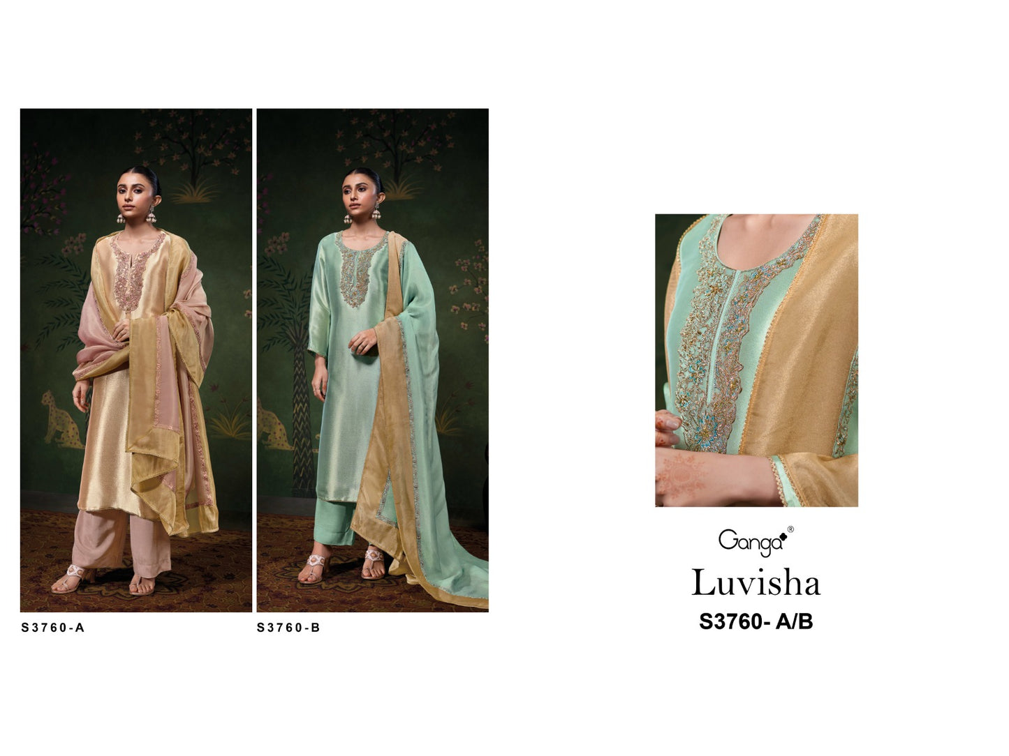 Luvisha 3760 Ganga Premium Bemberg Pant Style Suits Wholesaler Gujarat