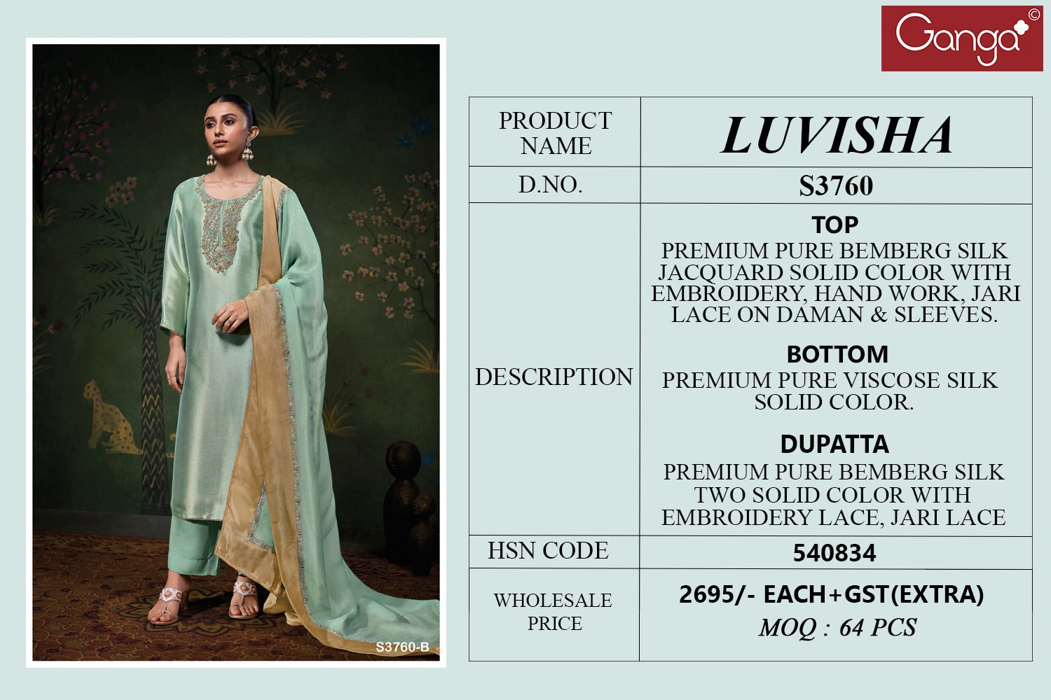 Luvisha 3760 Ganga Premium Bemberg Pant Style Suits Wholesaler Gujarat