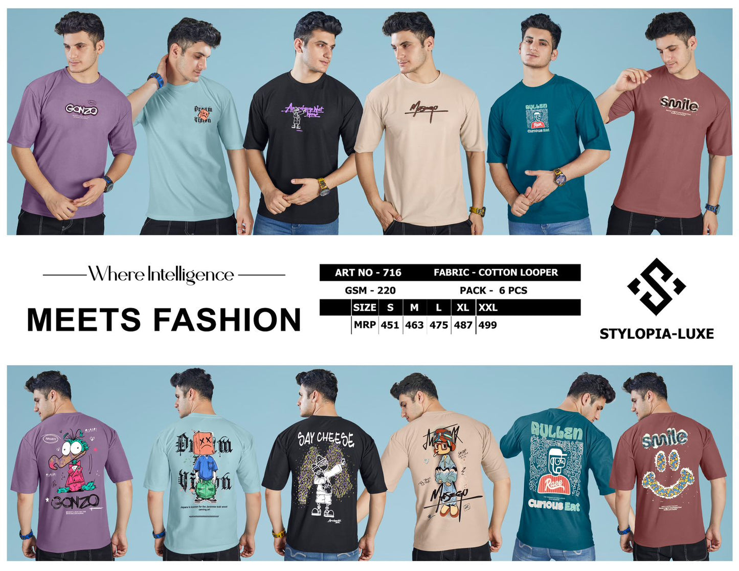 Luxe 716 Stylopia Cotton Looper Mens Tshirts Wholesaler Ahmedabad