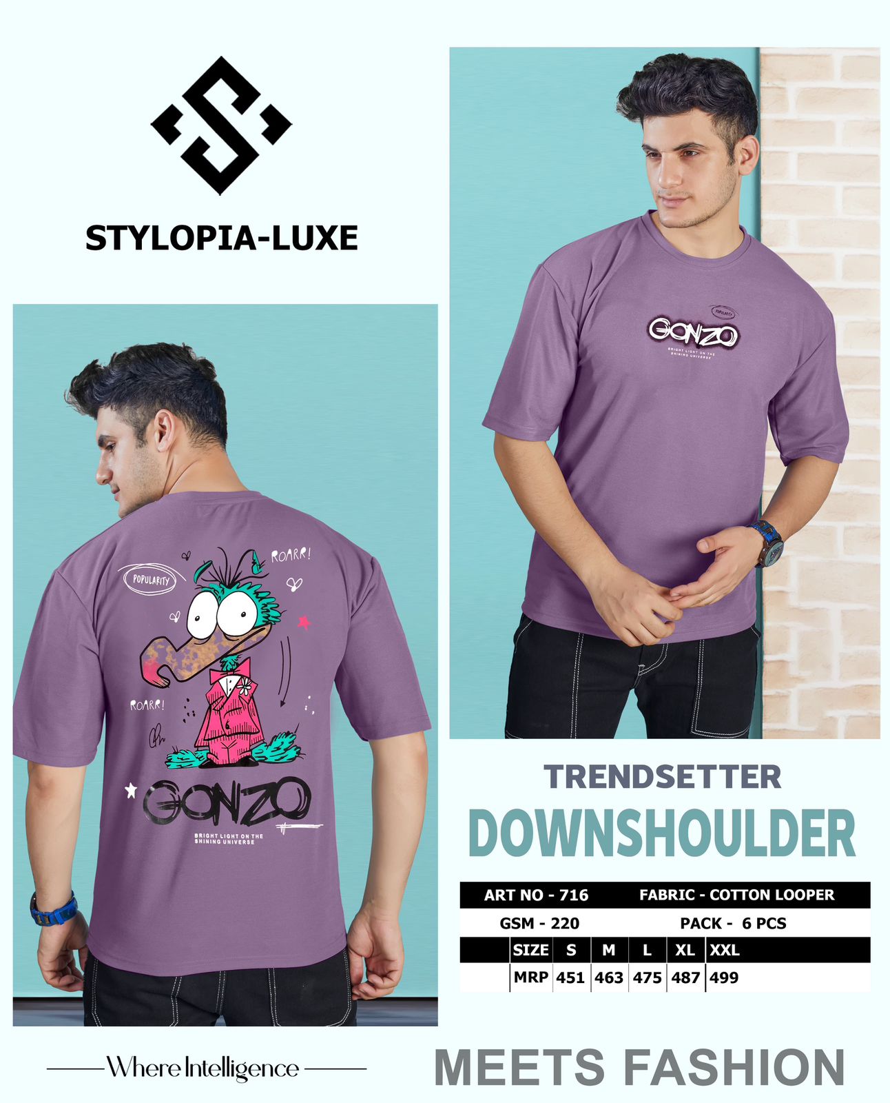 Luxe 716 Stylopia Cotton Looper Mens Tshirts Wholesaler Ahmedabad