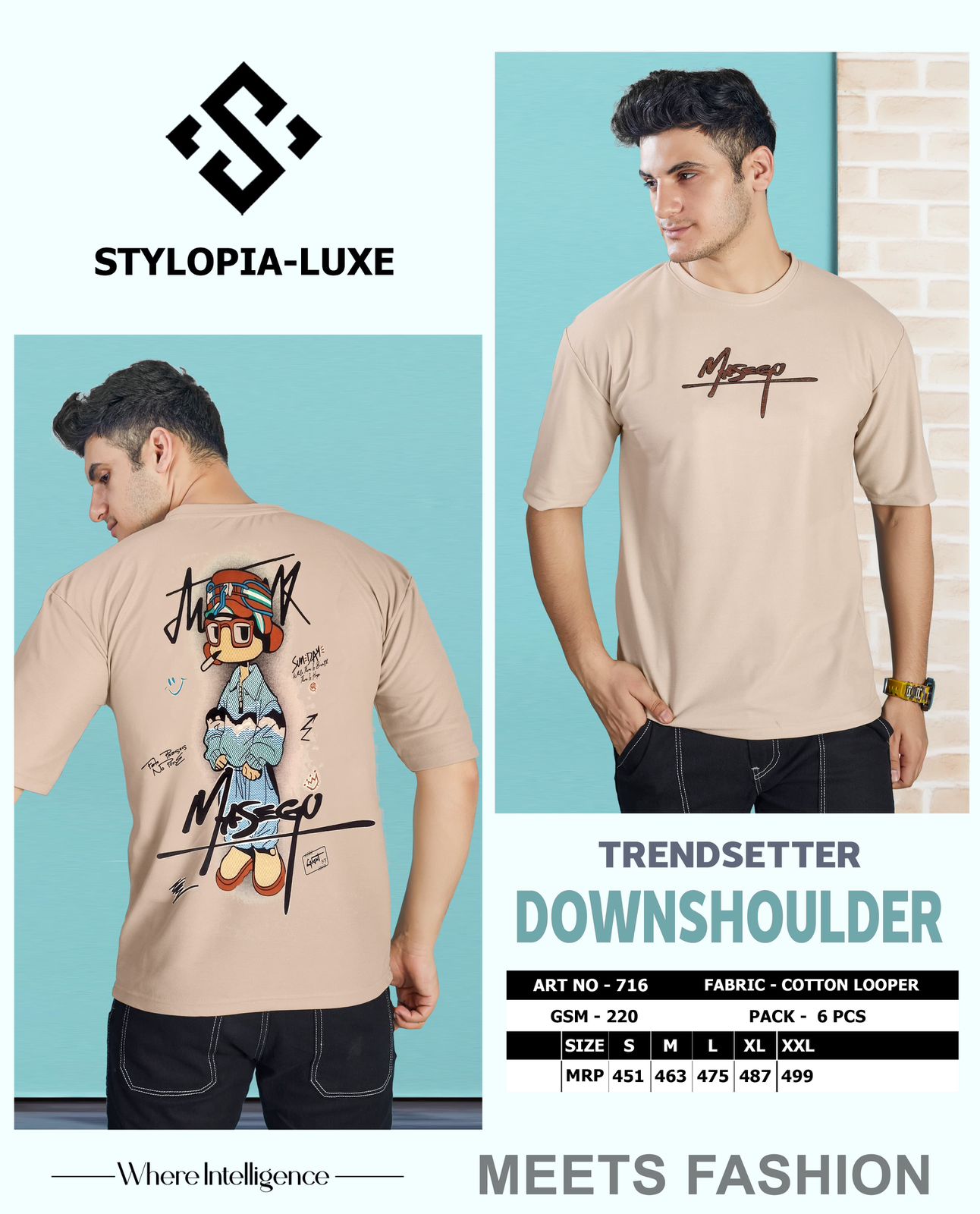 Luxe 716 Stylopia Cotton Looper Mens Tshirts Wholesaler Ahmedabad