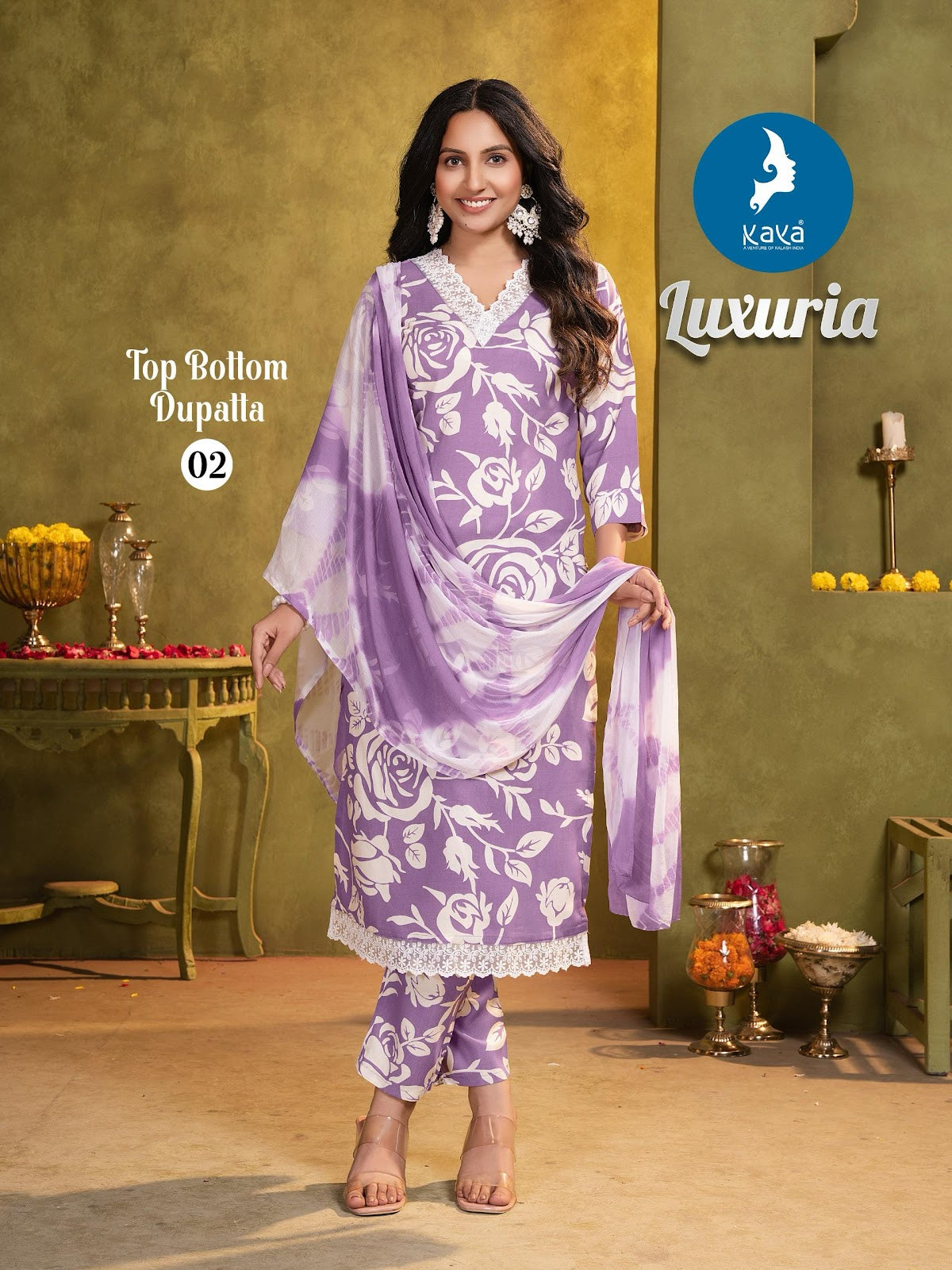 Luxuria Kaya Rayon Readymade Pant Style Suits Supplier