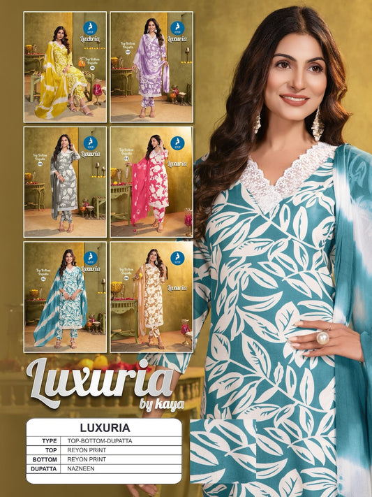 Luxuria Kaya Rayon Readymade Pant Style Suits Supplier