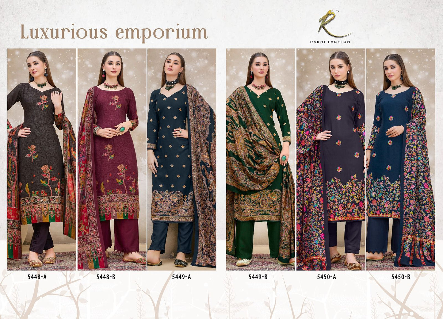 Luxurious Emporium Rakhi Fashion Wool Pashmina Suits Wholesale Rate