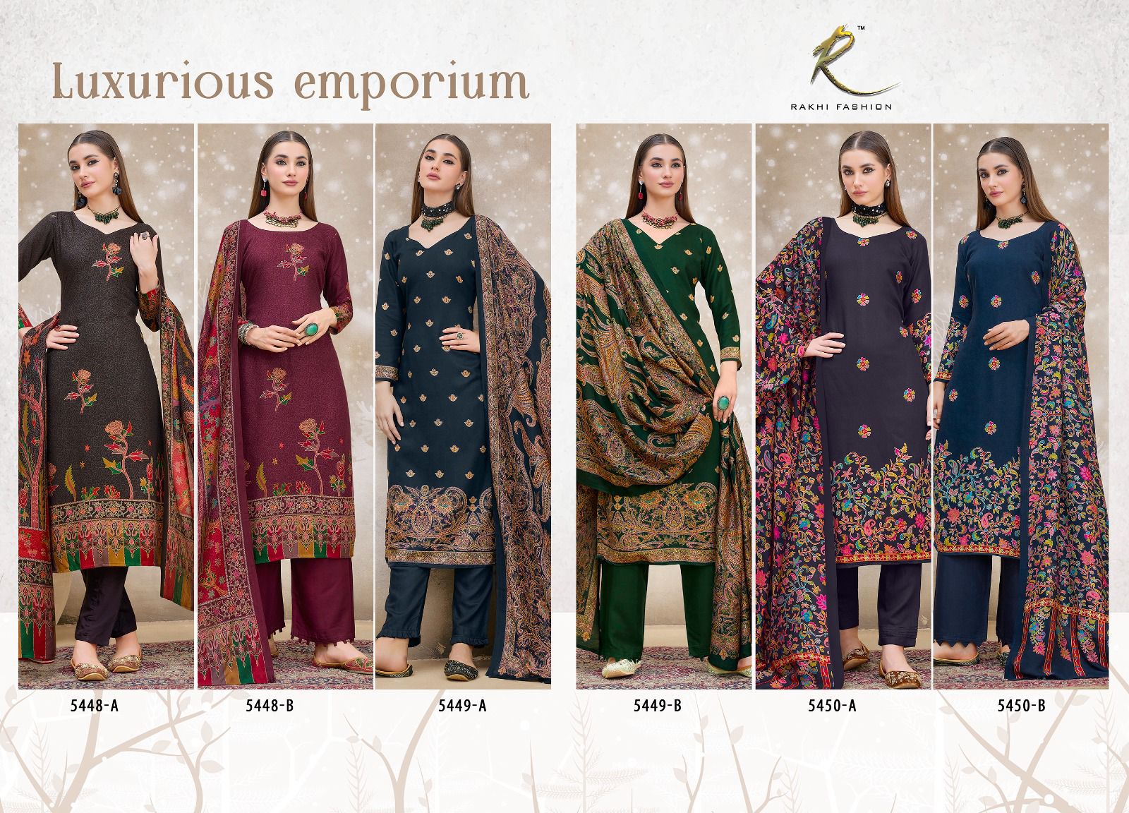 Luxurious Emporium Rakhi Fashion Wool Pashmina Suits Wholesale Rate