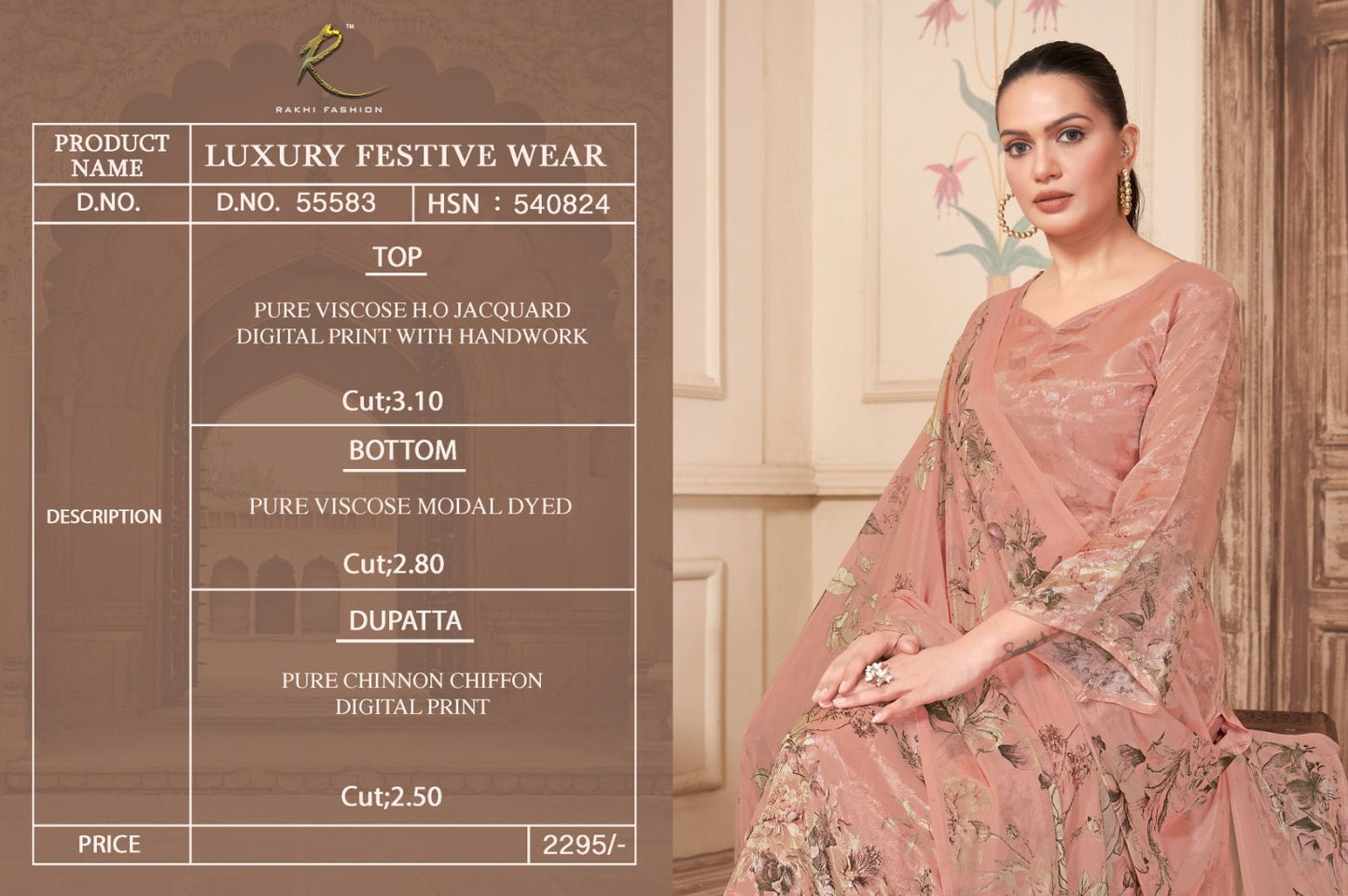 Luxury Festive Wear Rakhi Fashion Pure Viscose Plazzo Style Suits Supplier