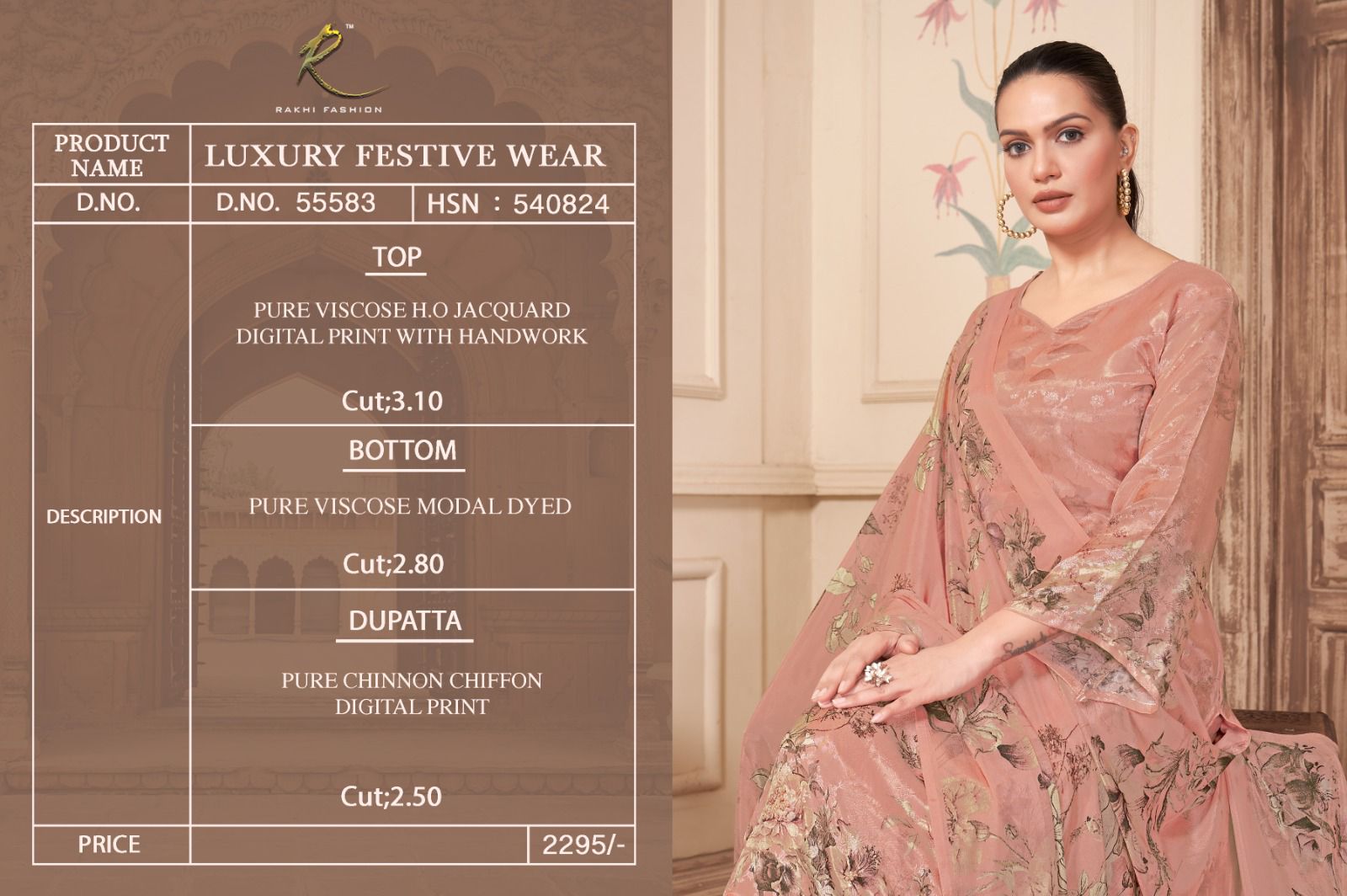 Luxury Festive Wear Rakhi Fashion Pure Viscose Plazzo Style Suits Supplier