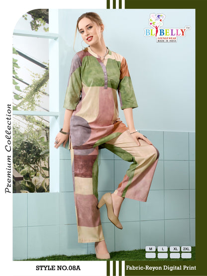 Luxury Rayon 2206 Belly Co Ord Set Exporter Ahmedabad