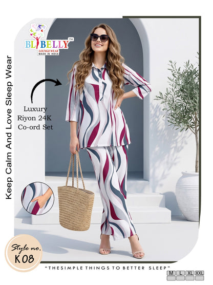 Luxury Rayon 2206 Belly Co Ord Set Exporter Ahmedabad
