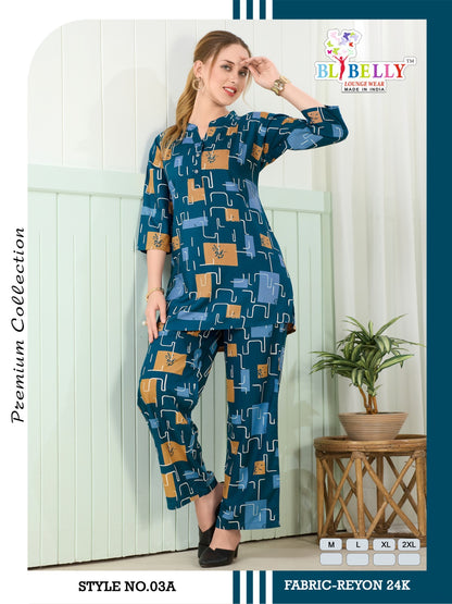 Luxury Rayon 2206 Belly Co Ord Set Exporter Ahmedabad