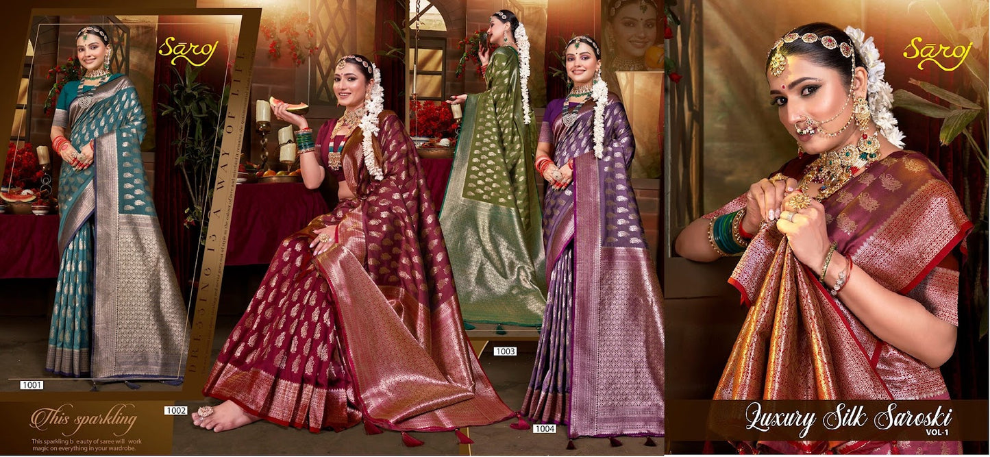 Luxury Silk Saroski Saroj Satin Silk Sarees Manufacturer Ahmedabad