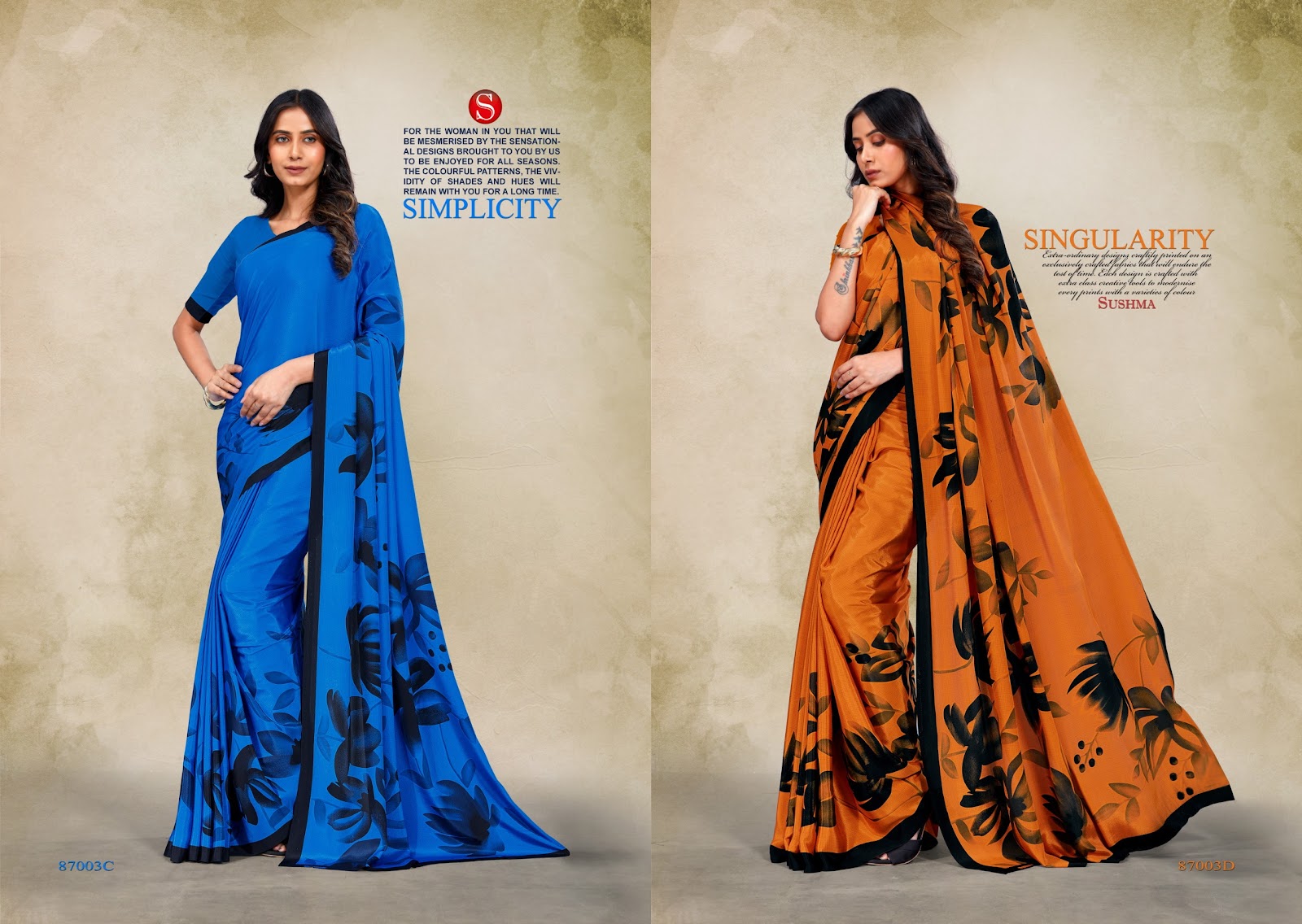 Luxury Sushma Crape Sarees Wholesale