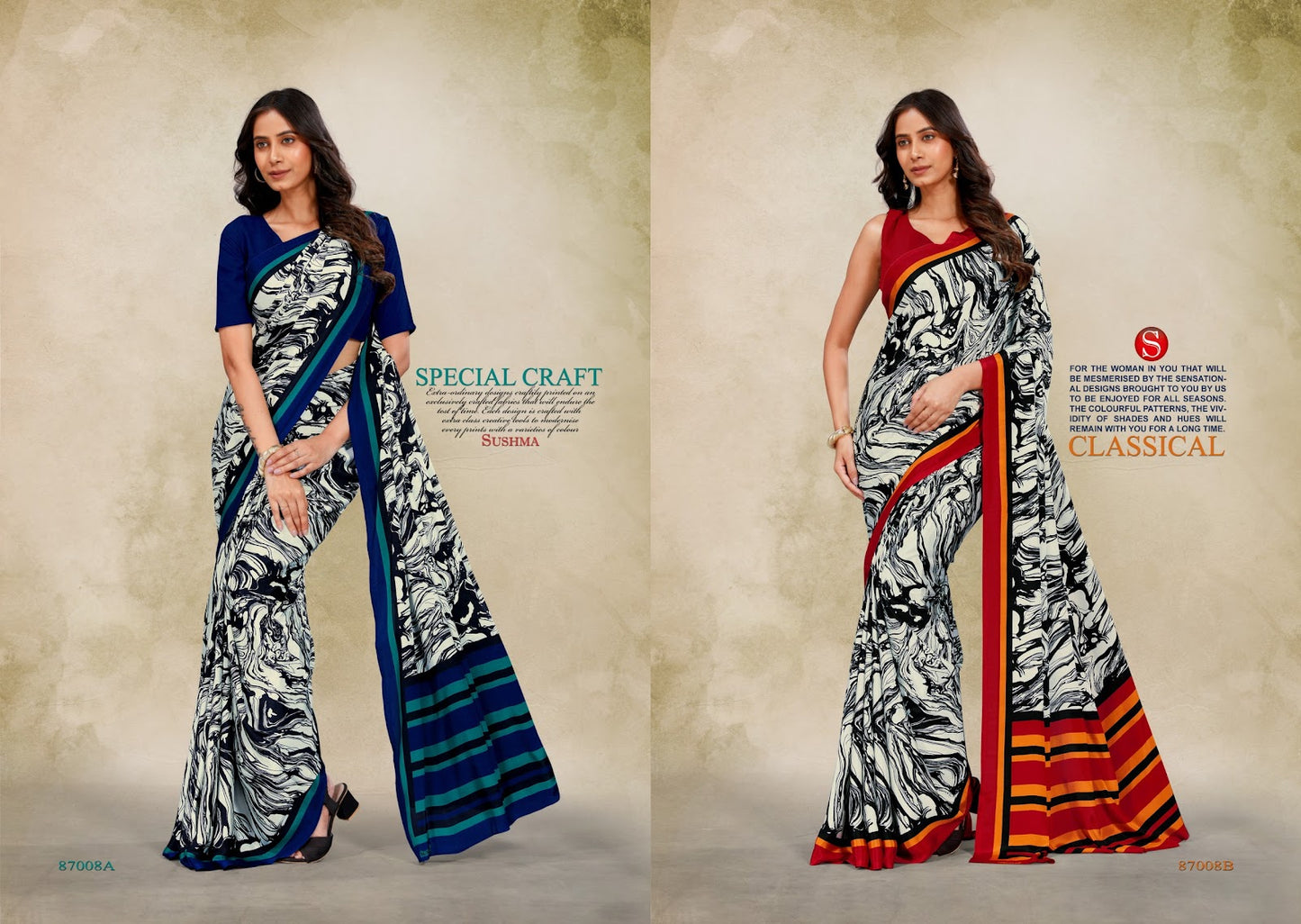 Luxury Sushma Crape Sarees Wholesale
