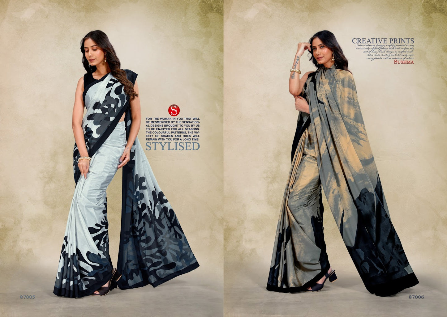 Luxury Sushma Crape Sarees Wholesale
