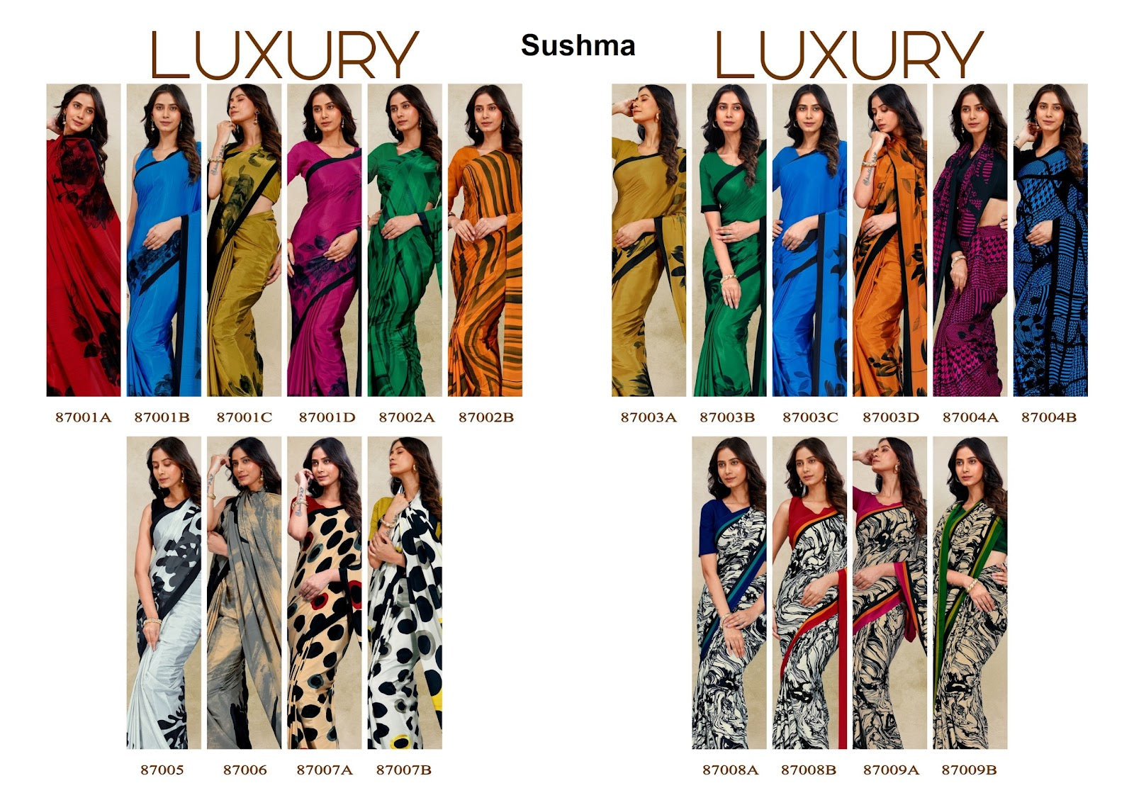 Luxury Sushma Crape Sarees Wholesale